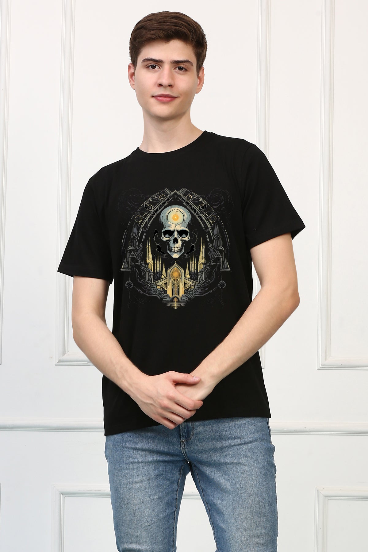 CRYPT 10 Skull Oversized Printed  T-shirt