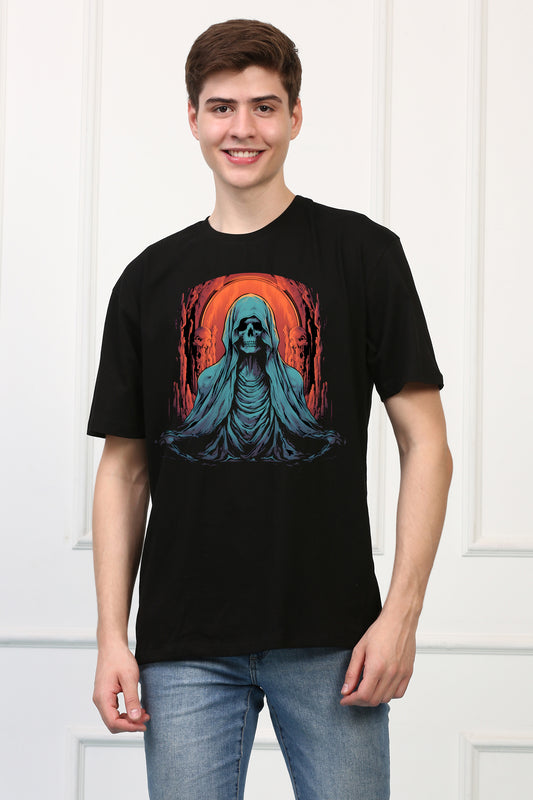 CRYPT 11 Skull Oversized Printed  T-shirt