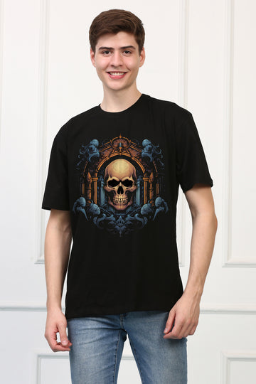 CRYPT 13 Skull Oversized Printed  T-shirt