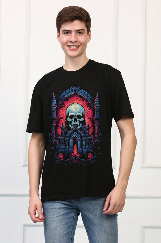 CRYPT 1 Skull Oversized Printed  T-shirt