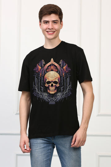 CRYPT 8 Skull Oversized Printed  T-shirt