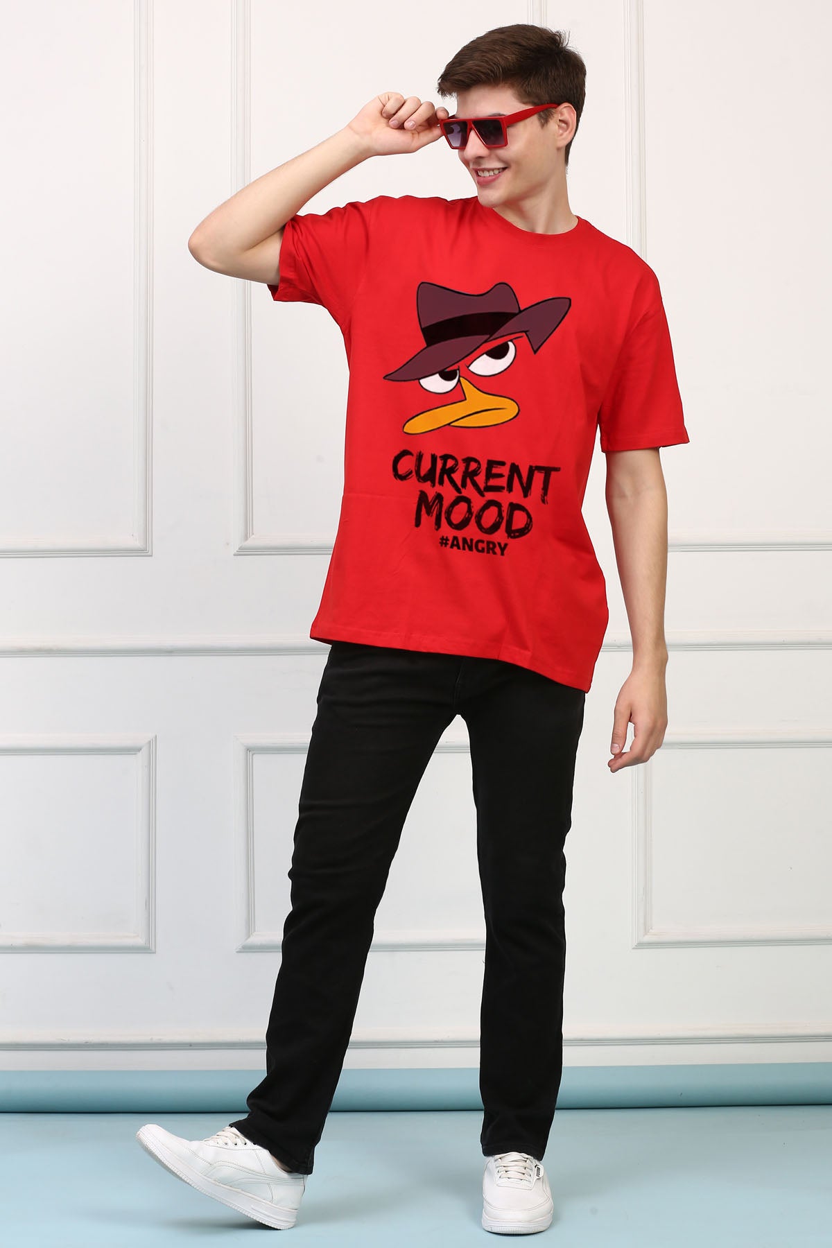 Oversized Current Mood Cartoon Printed Tshirt