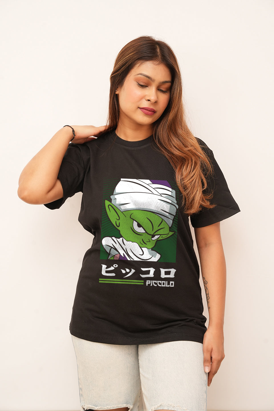 Anime Women Oversized D Green Printed Tshirt