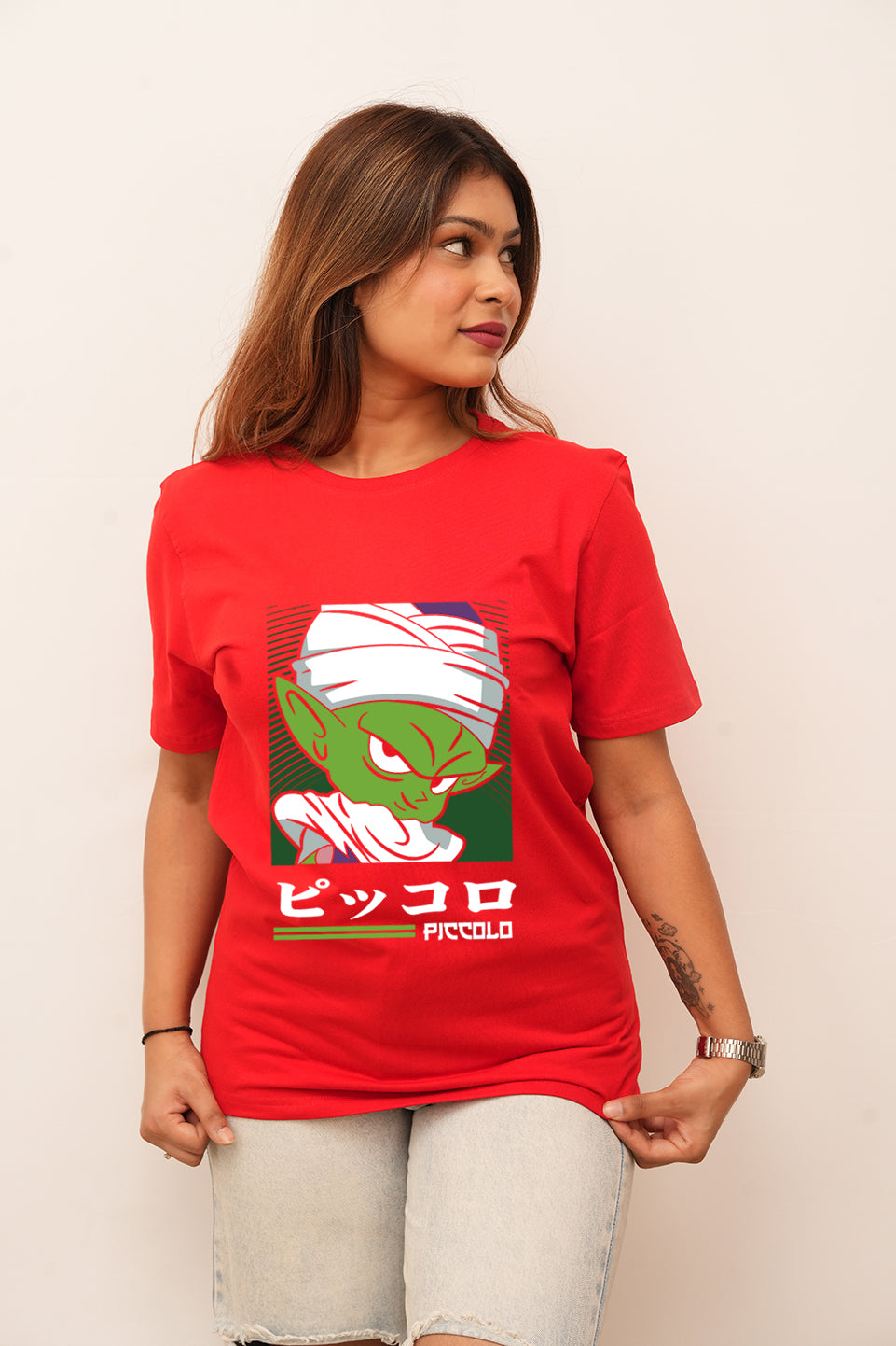 Anime Women Oversized D Green Printed Tshirt