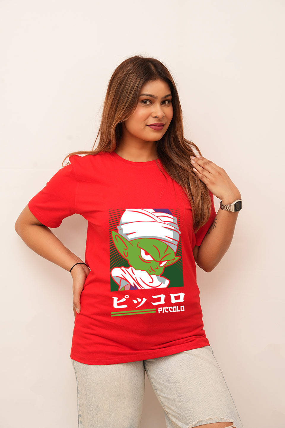 Anime Women Oversized D Green Printed Tshirt