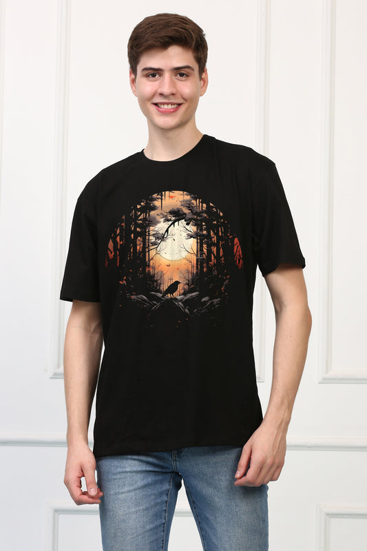 Dark Sunset Oversized  Printed Tshirt