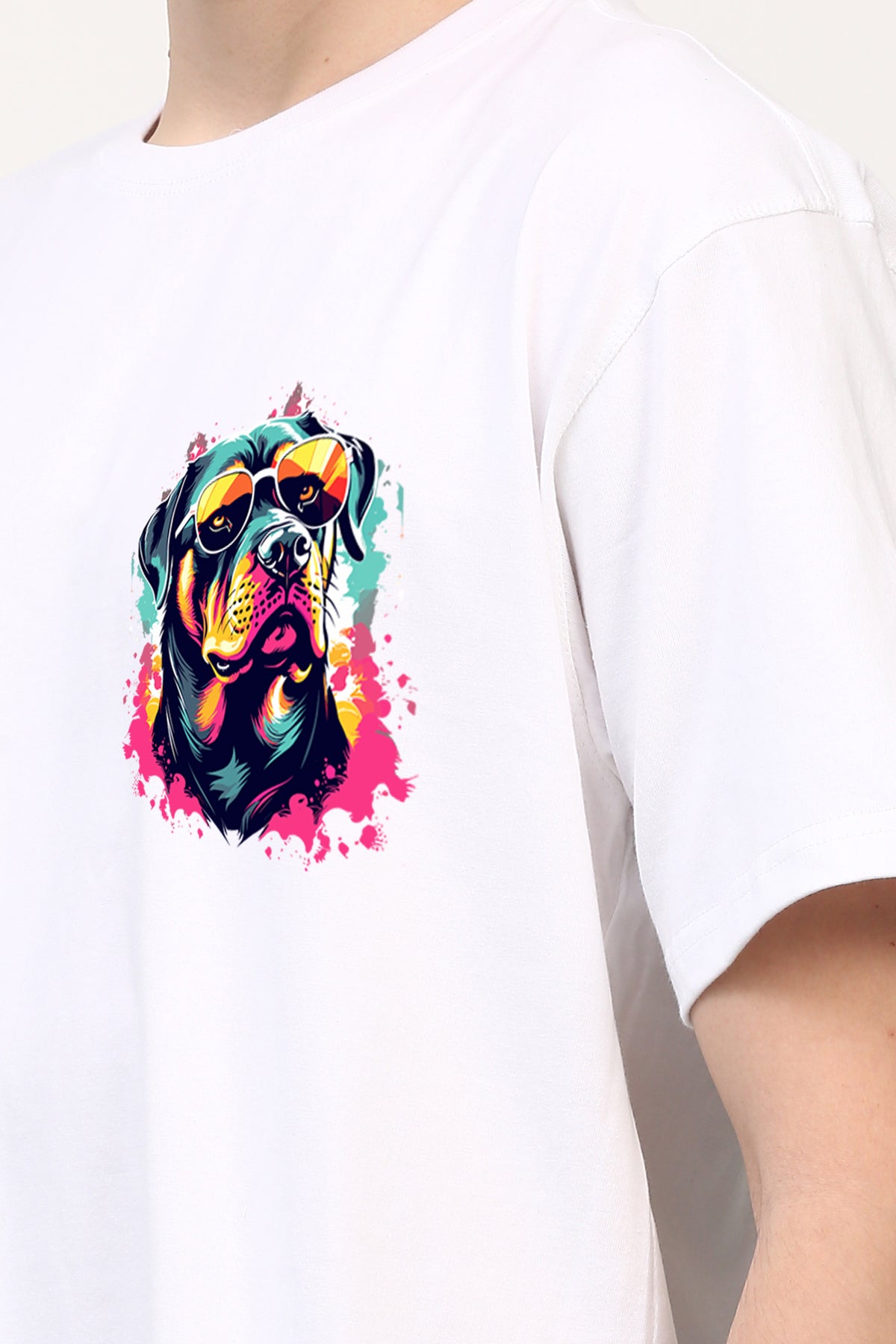 Oversized Barking Dog Printed Tshirt