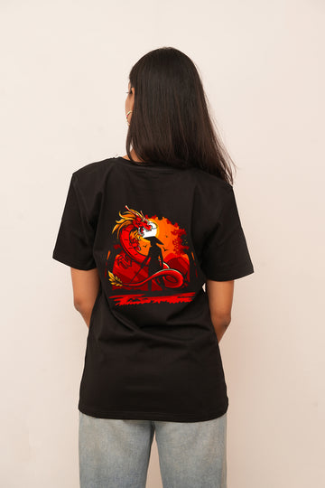 Anime Women Oversized Dragon Printed Tshirt