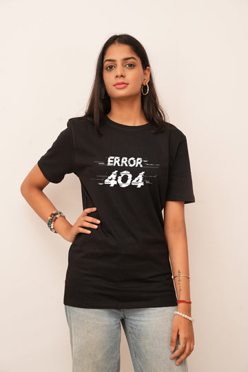 Typography Women Oversized Error 404 Printed Tshirt