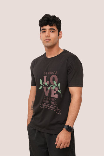 Typography oversized Faithful Love  Printed Tshirt