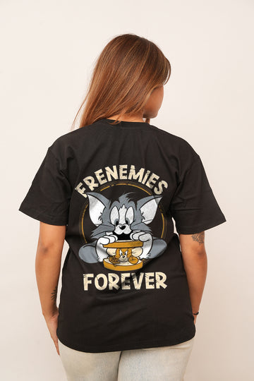 Cartoon Women Oversized Frenemies Printed Tshirt