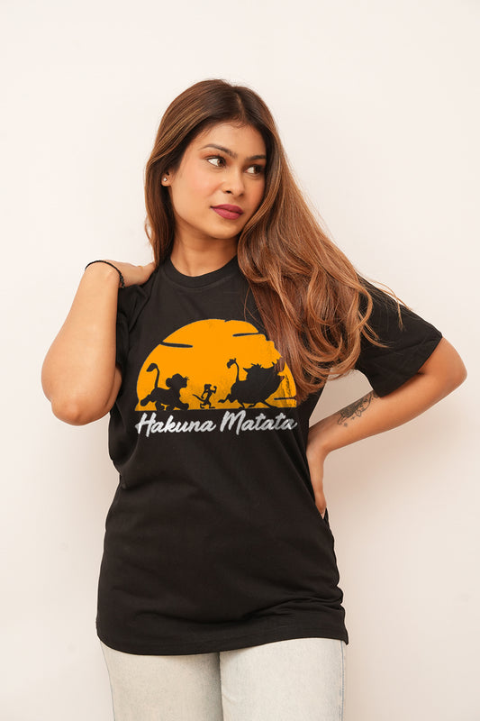 Cartoon Women Oversized Hakuna Matata Printed Tshirt