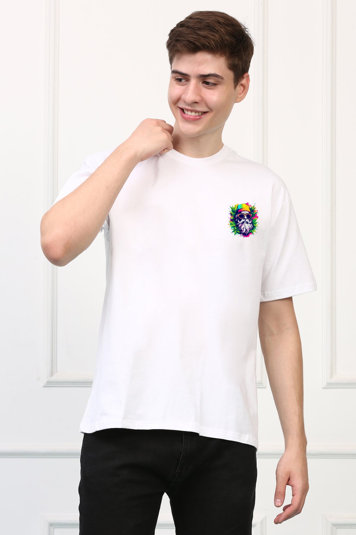 Oversized The Happy Man Cartoon Printed Tshirt