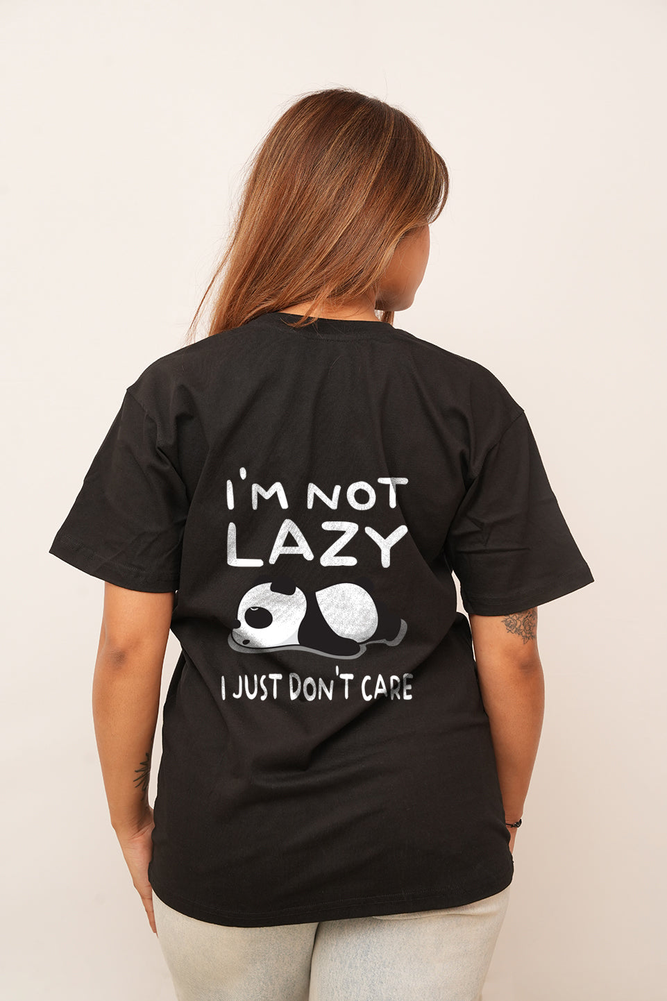 Typography Women Oversized I'M Not Lazy Printed Tshirt