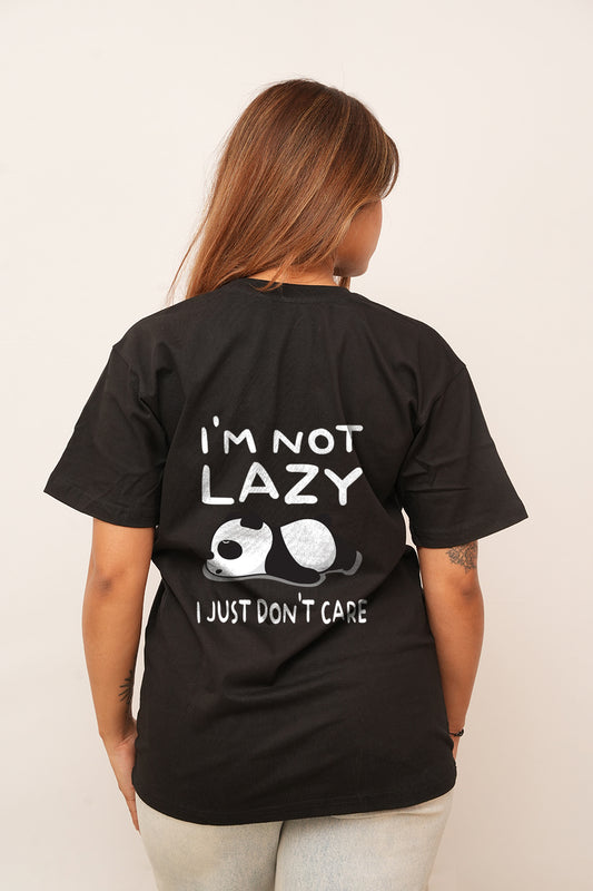 Typography Women Oversized I'M Not Lazy Printed Tshirt