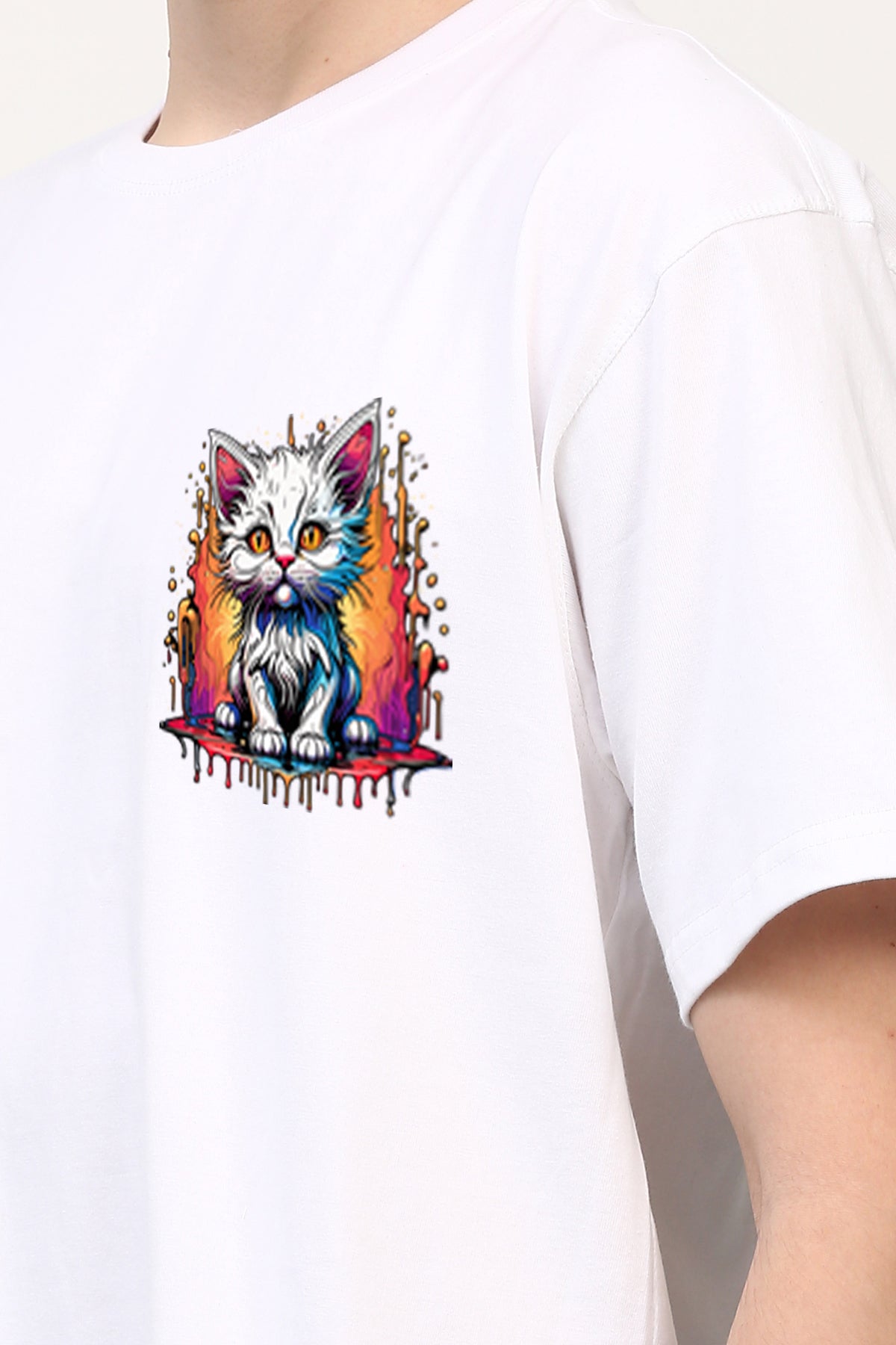 Oversized Kitty  Printed Tshirt