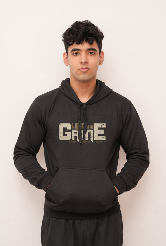 Typography Life is A Game  Printed Hoodies