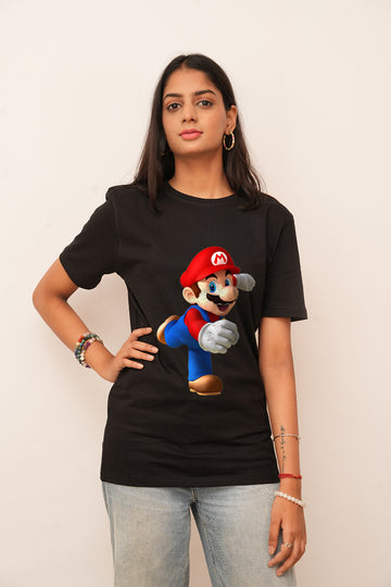 Cartoon Women Oversized Mario Printed Tshirt