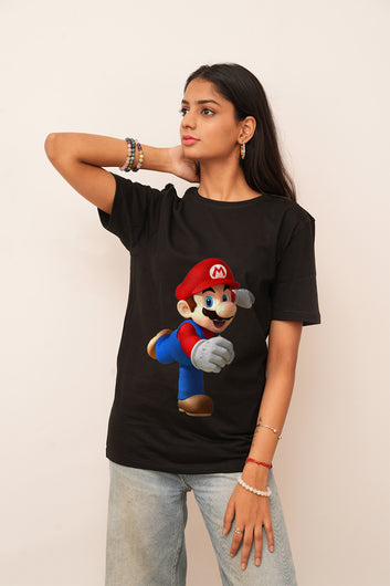 Cartoon Women Oversized Mario Printed Tshirt