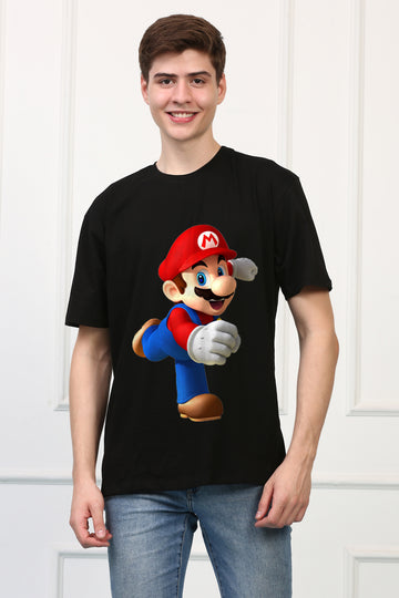 Oversized Mario Cartoons Printed Tshirt