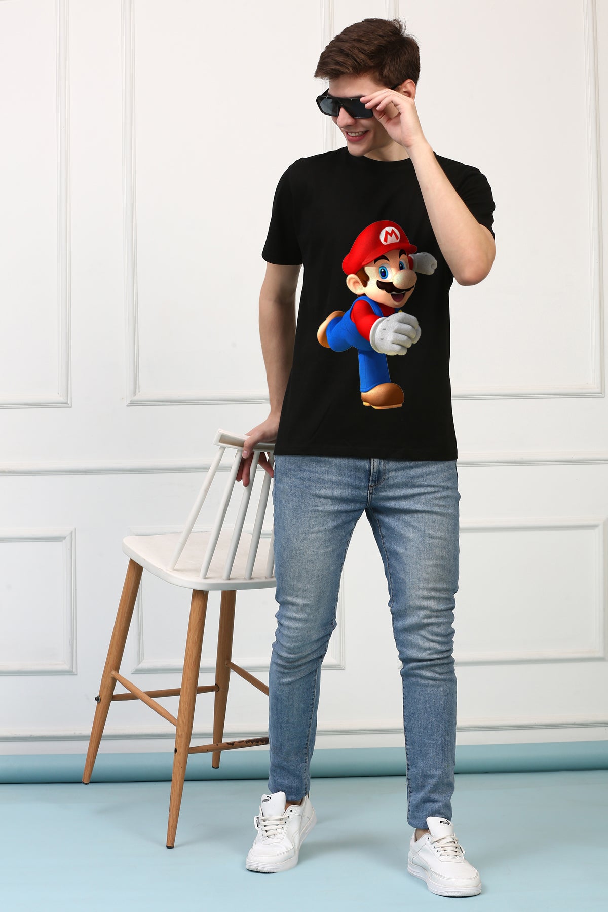 Oversized Mario Cartoons Printed Tshirt