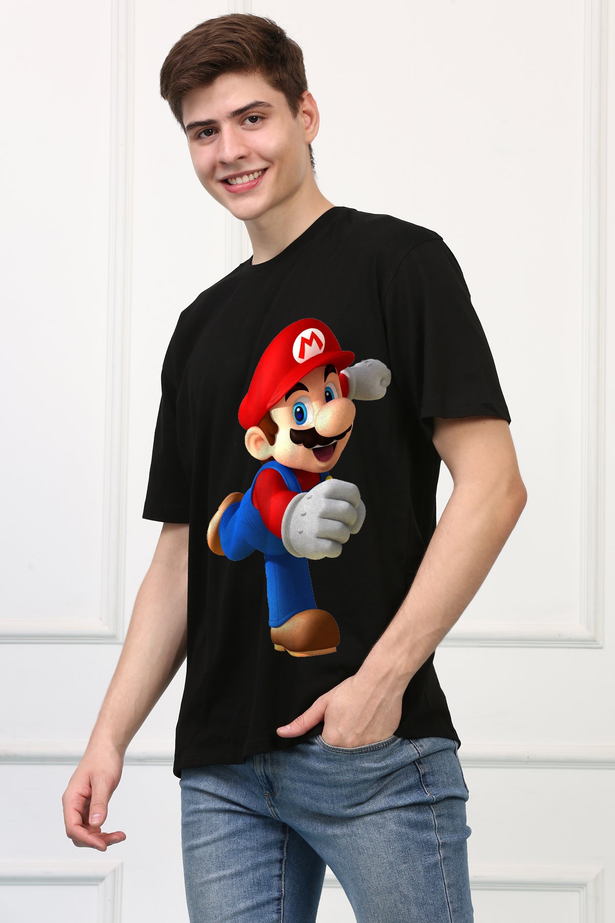 Oversized Mario Cartoons Printed Tshirt