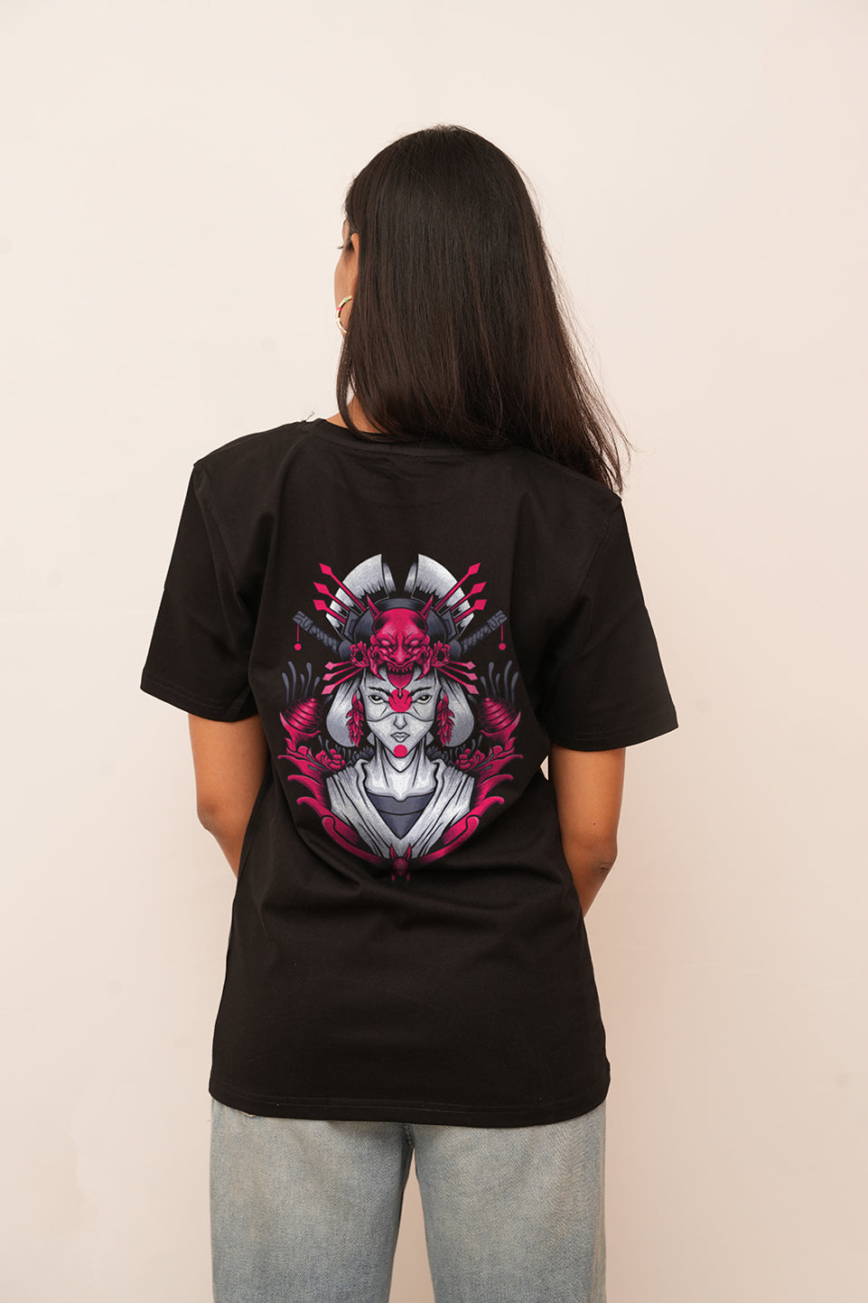 Anime Women Oversized Mecha Geisha Printed Tshirt