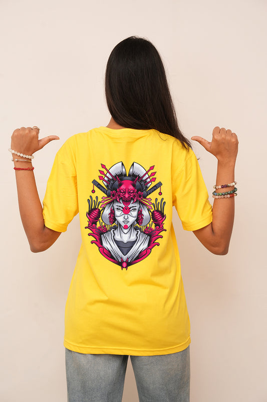 Anime Women Oversized Mecha Geisha Printed Tshirt