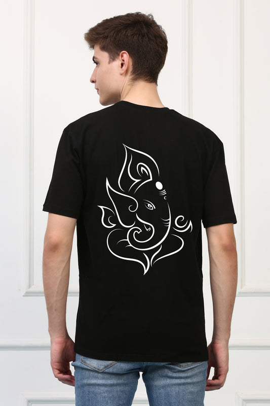 Men's  Ganesh Ji  Outline Printed Tshirt