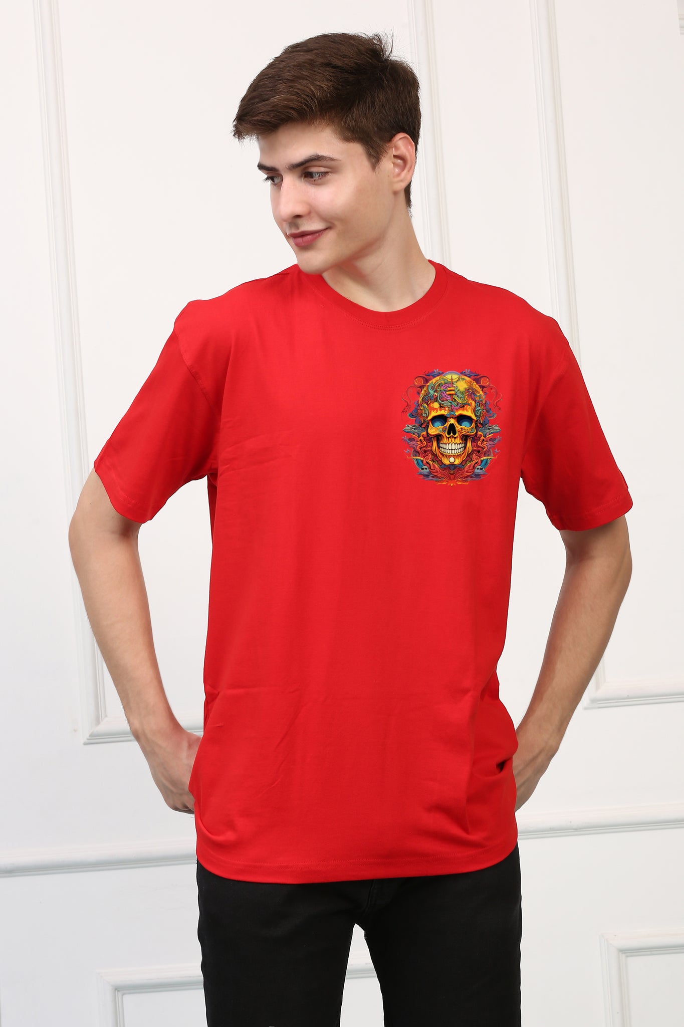 Colorful Skull Printed  T-shirt