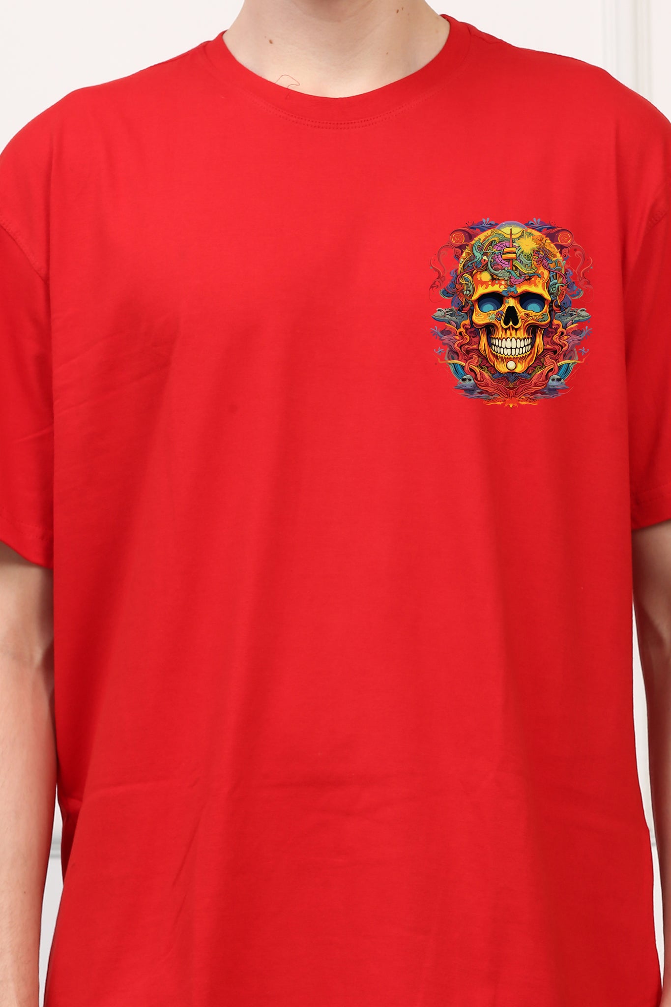 Colorful Skull Printed  T-shirt