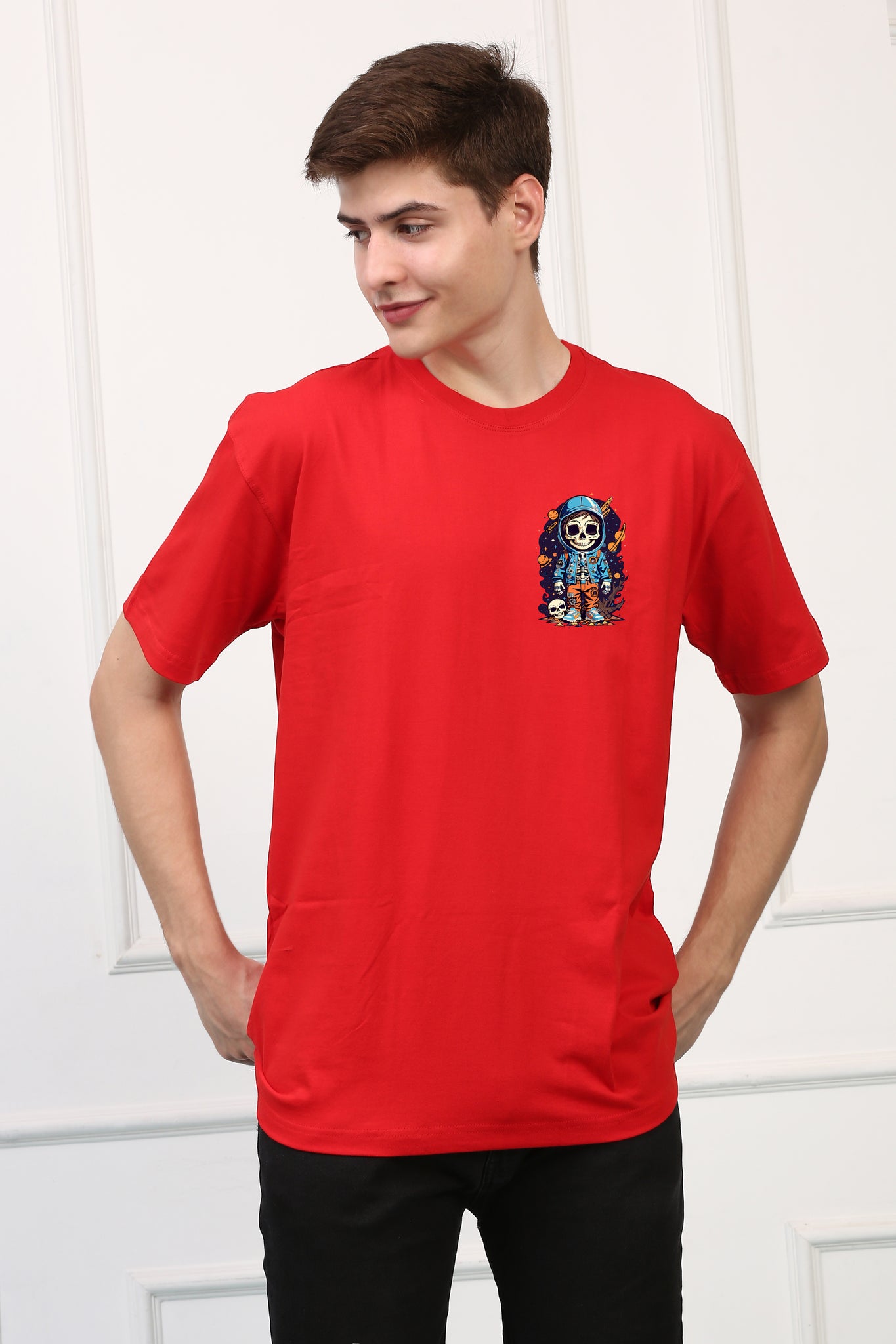 Cute Astronaut Skull  Printed  T-shirt