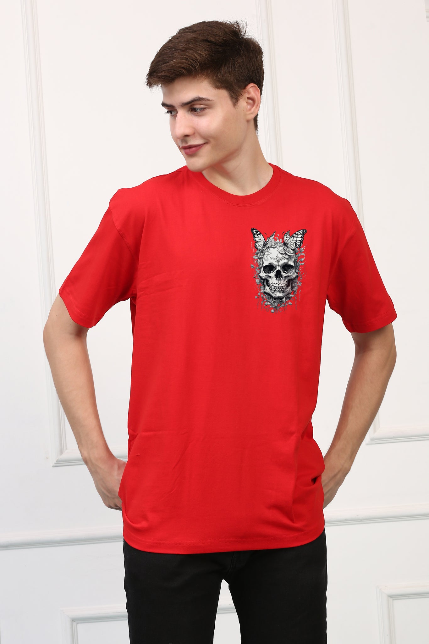 Skull and Butterfly Printed  T-shirt