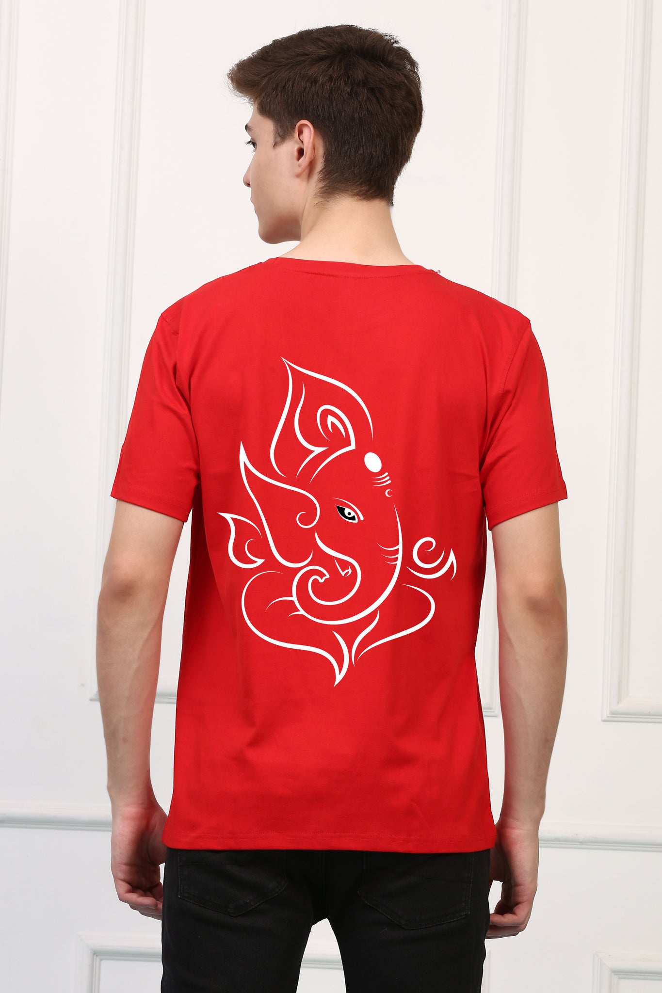 Men's  Ganesh Ji  Outline Printed Tshirt