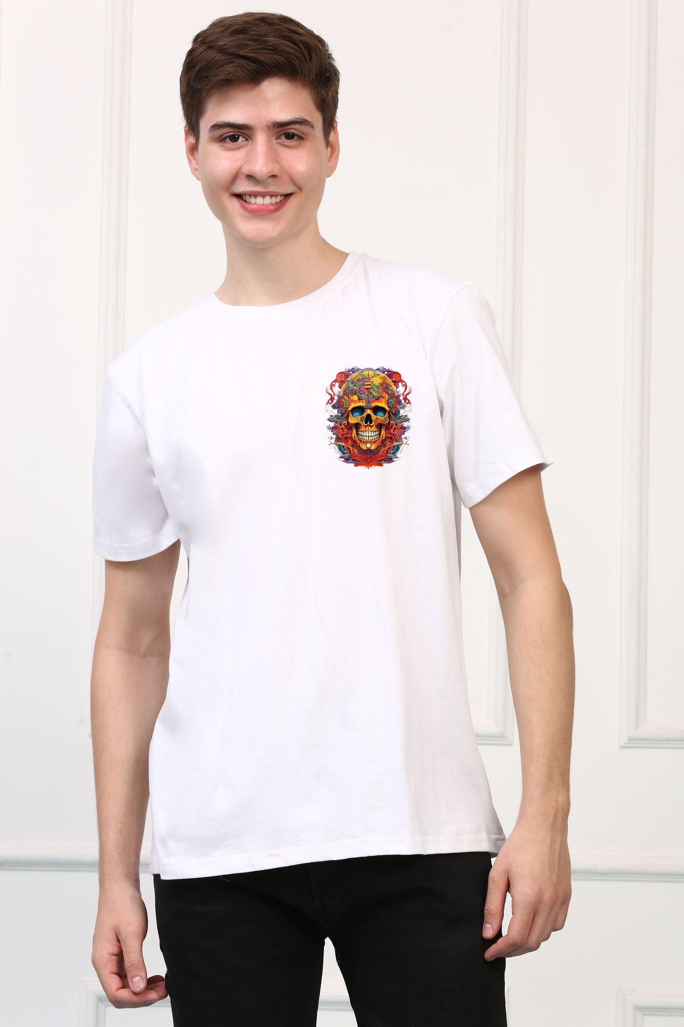 Colorful Skull Printed  T-shirt