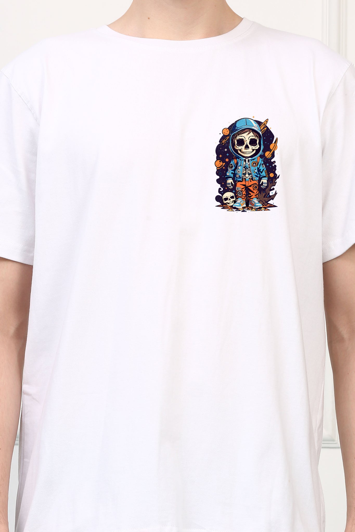 Cute Astronaut Skull  Printed  T-shirt