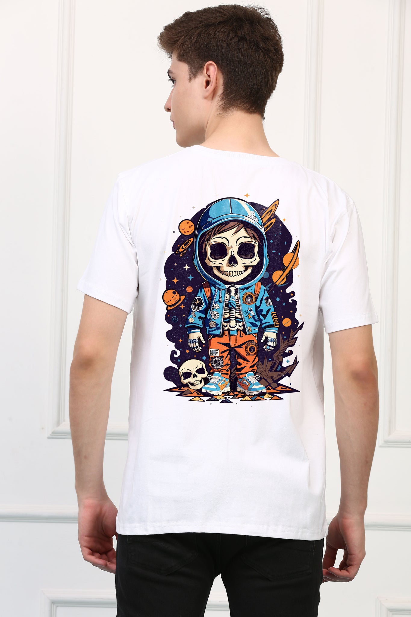 Cute Astronaut Skull  Printed  T-shirt