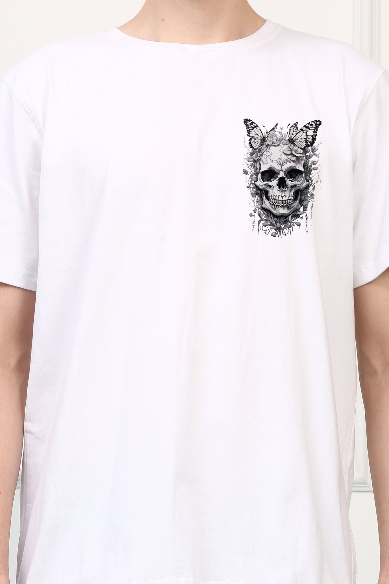 Skull and Butterfly Printed  T-shirt