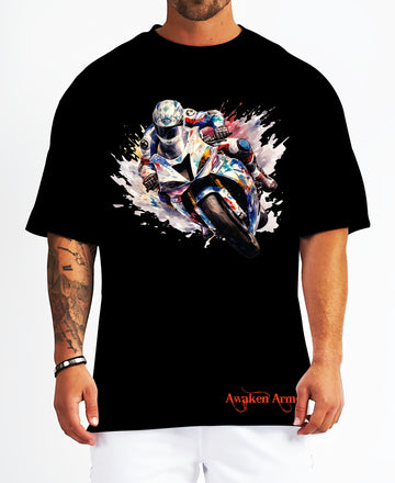 Bike 13 Oversized  Printed Tshirt