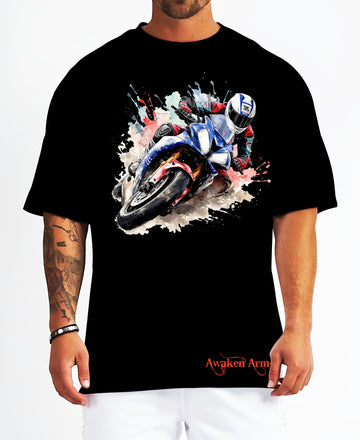 Bike 17 Oversized  Printed Tshirt