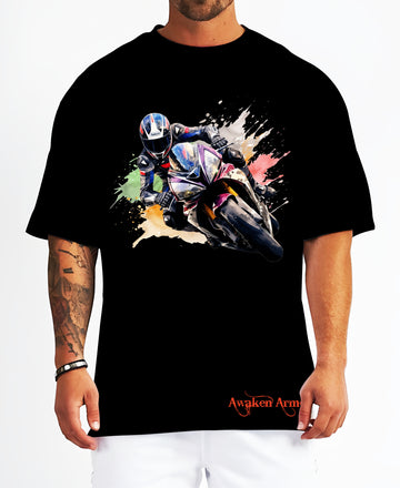 Bike 21 Oversized  Printed Tshirt