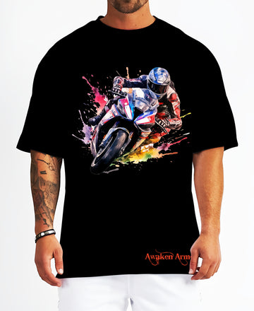 Bike 22 Oversized  Printed Tshirt