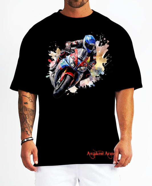 Bike 31 Oversized  Printed Tshirt