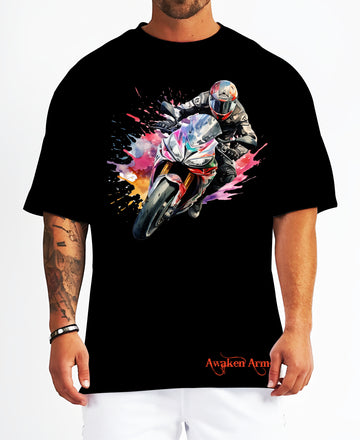 Bike 32 Oversized  Printed Tshirt