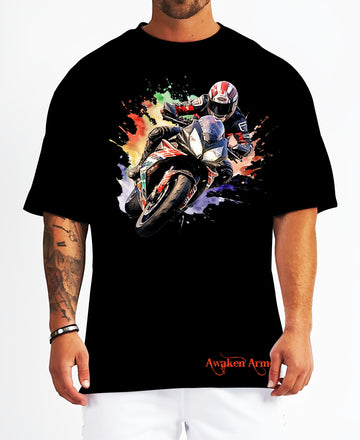 Bike 33 Oversized  Printed Tshirt