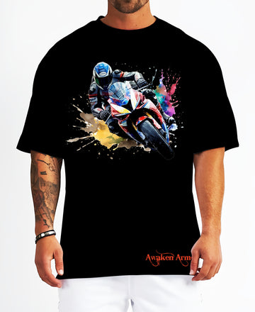 Bike 34 Oversized  Printed Tshirt