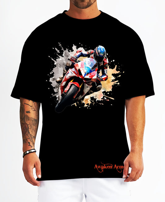 Bike 7 Oversized  Printed Tshirt