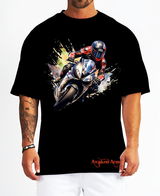 Bike 9 Oversized  Printed Tshirt