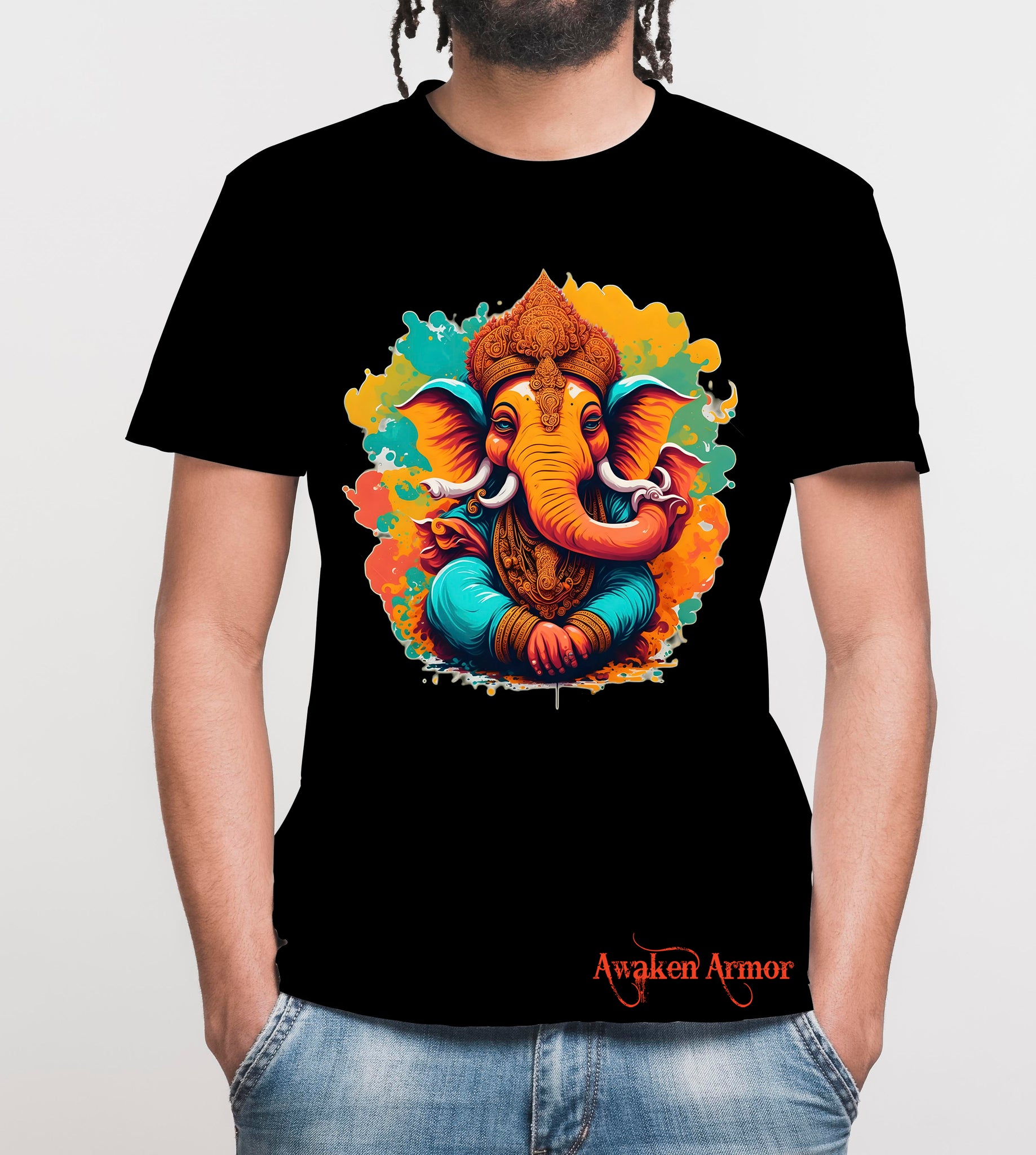 Men's Colorful Ganesh Ji  Printed Tshirt