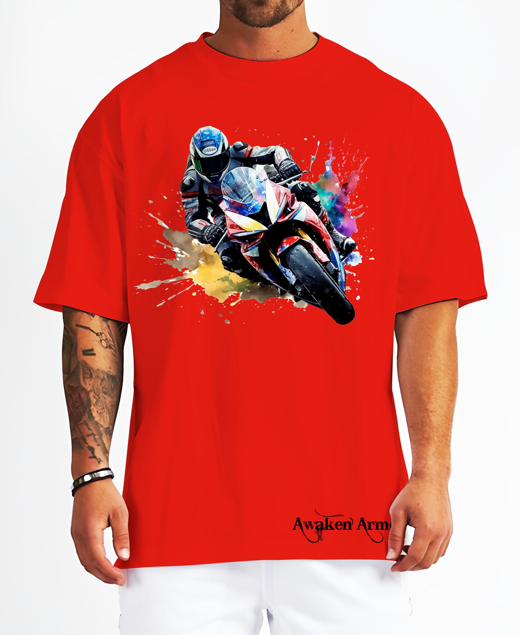 Bike 34 Oversized  Printed Tshirt